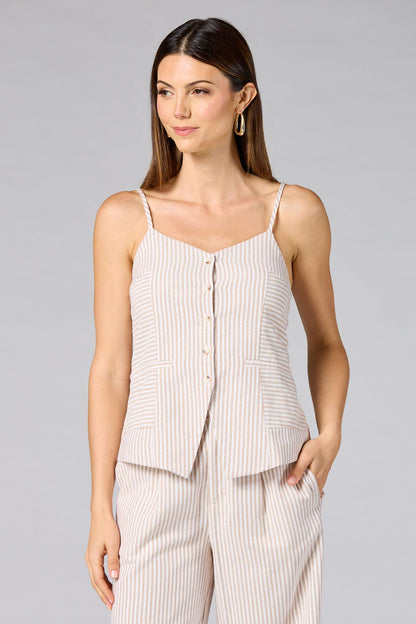 Versona cache neutral striped vest WHITE_MULTI