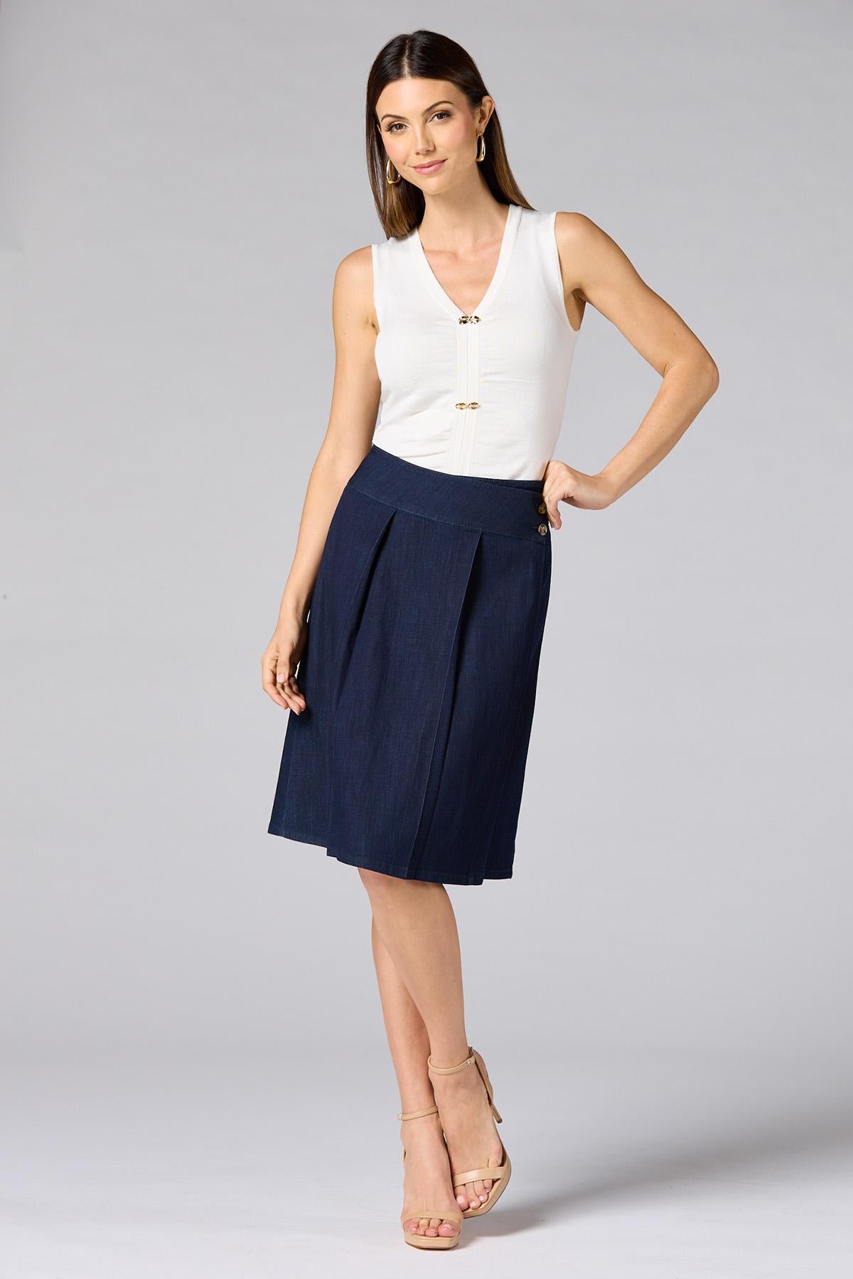 Versona cache gold button knit tank WHITE_ALYSSUM