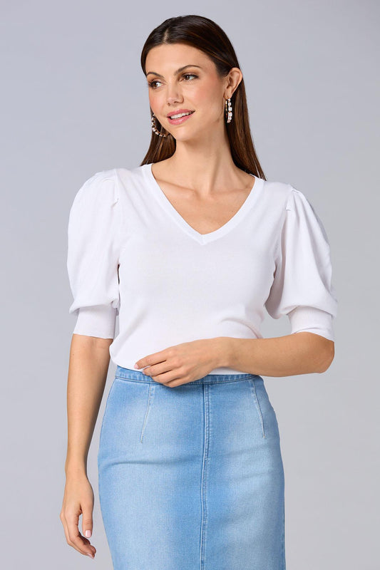 Versona cache puff sleeve sweater WHITE