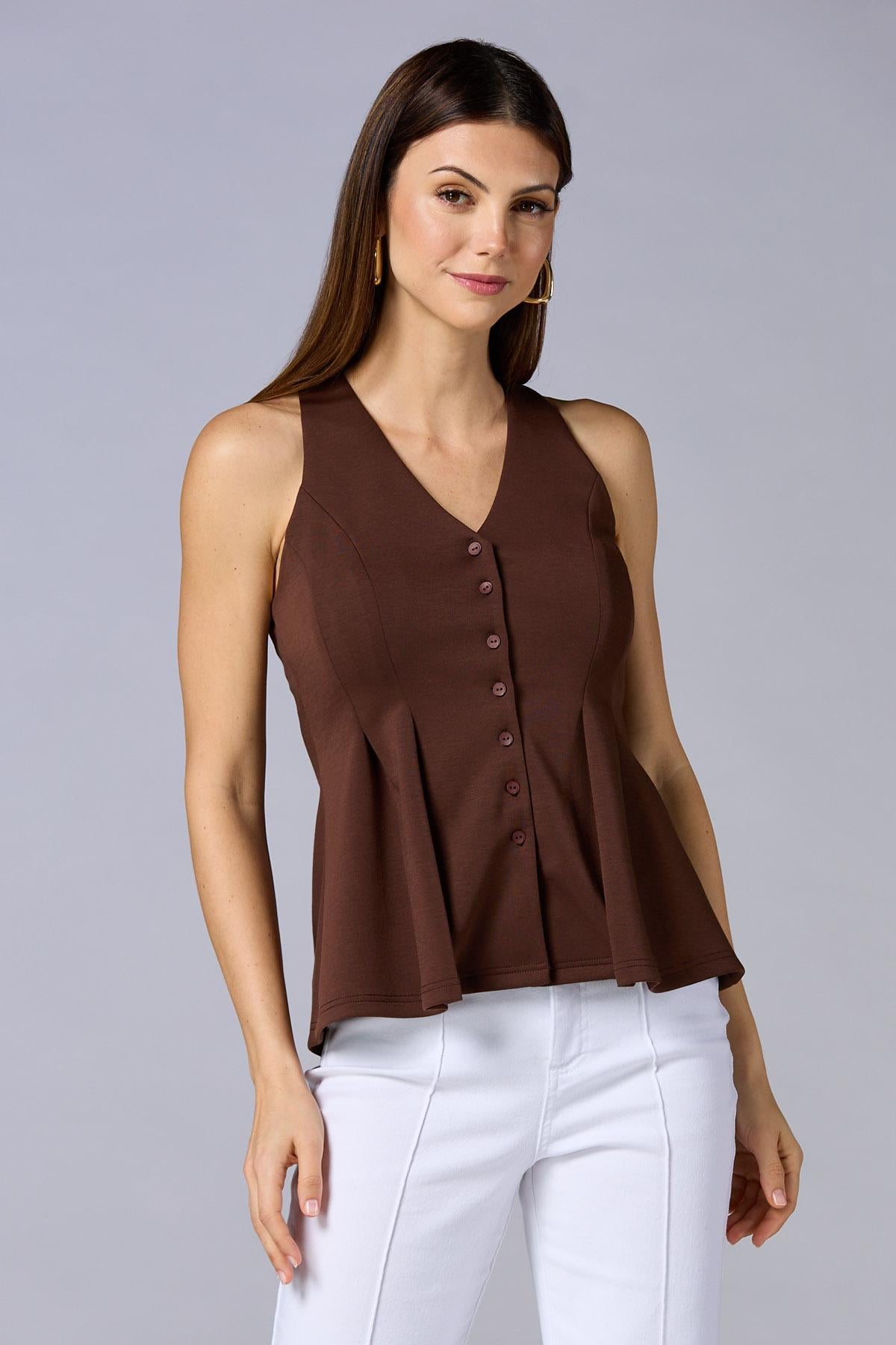 Versona cache peplum hem knit vest ESPRESSO