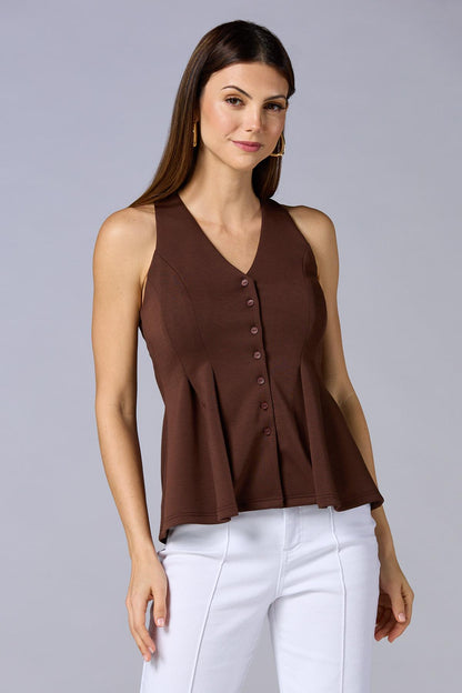 Versona cache peplum hem knit vest ESPRESSO