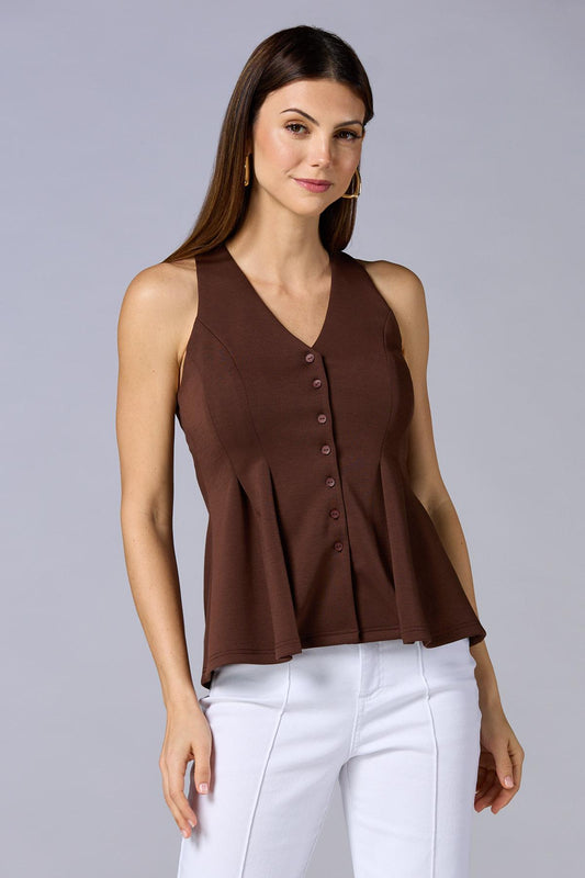 Versona cache peplum hem knit vest ESPRESSO