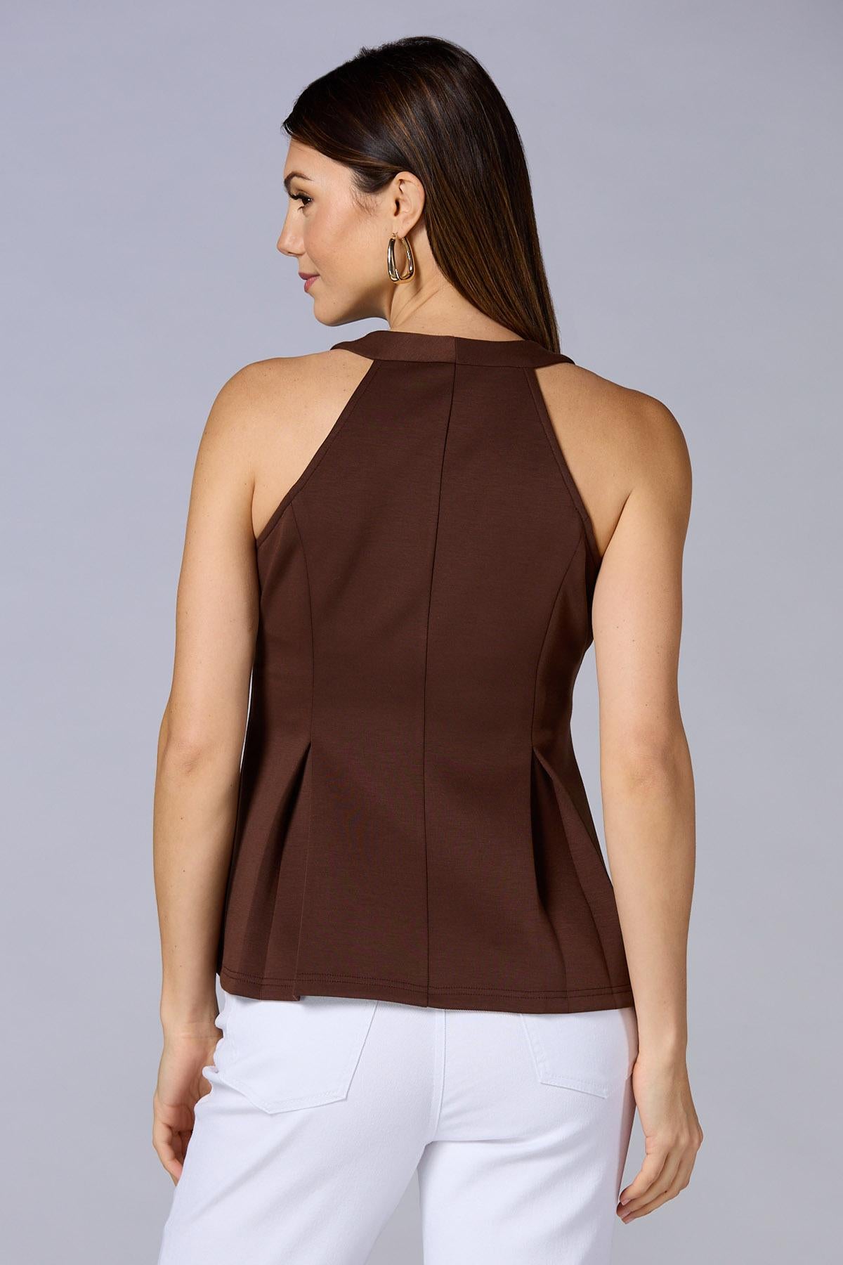 Versona cache peplum hem knit vest ESPRESSO