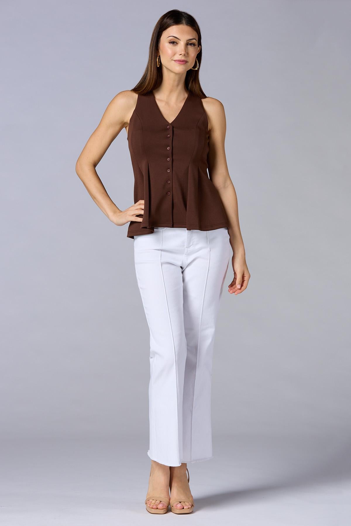 Versona cache peplum hem knit vest ESPRESSO