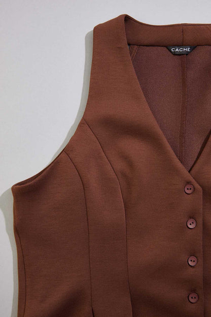 Versona cache peplum hem knit vest ESPRESSO