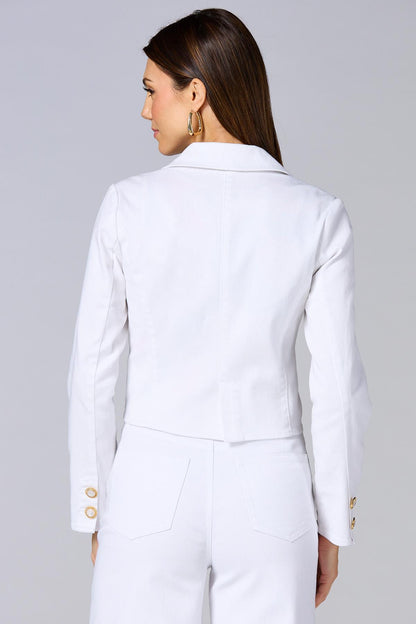 Versona cache cropped white denim blazer WHITE