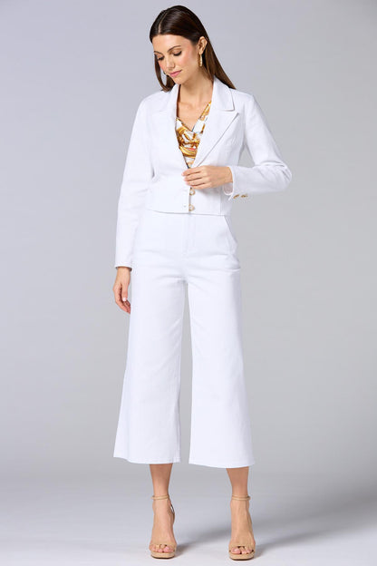 Versona cache cropped white denim blazer WHITE