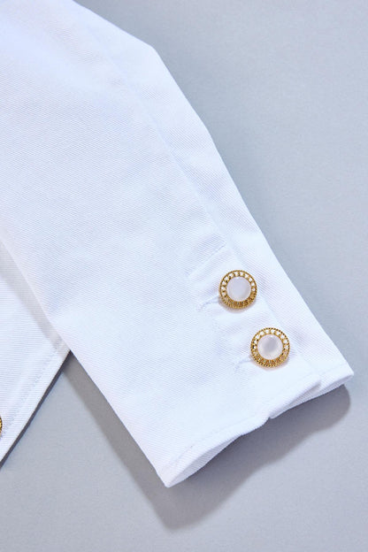 Versona cache cropped white denim blazer WHITE