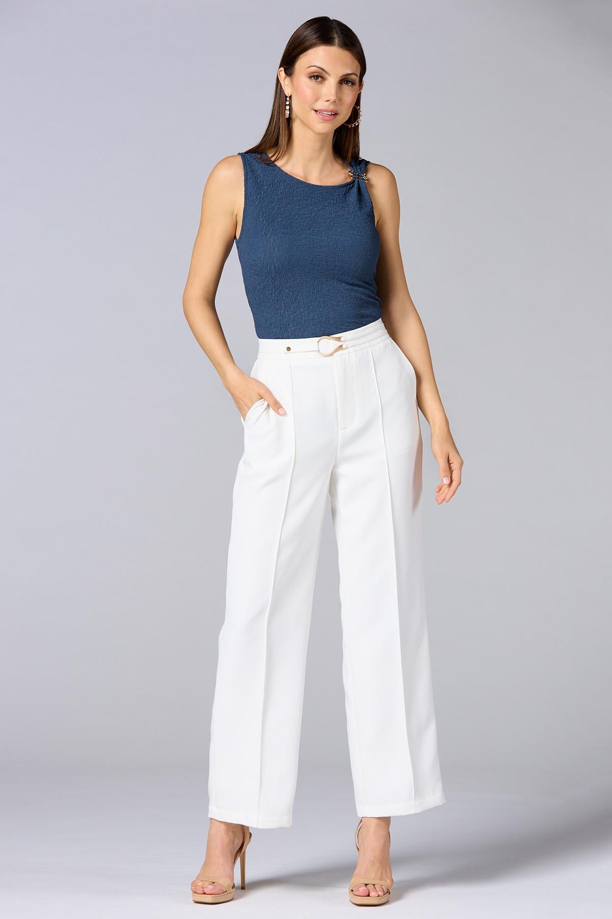 Versona cache textured gold detail tank BLUE