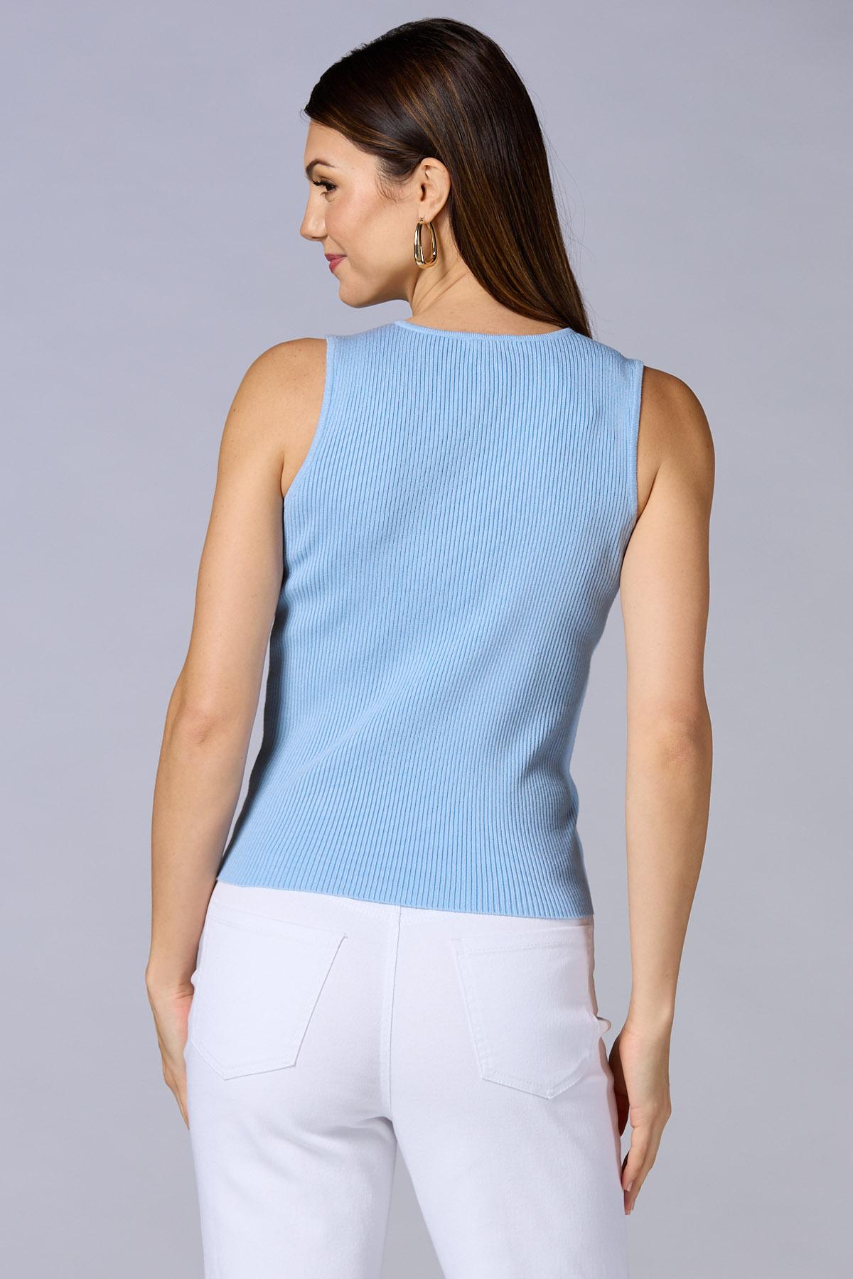 Versona cache asymmetric button front vest BLUE