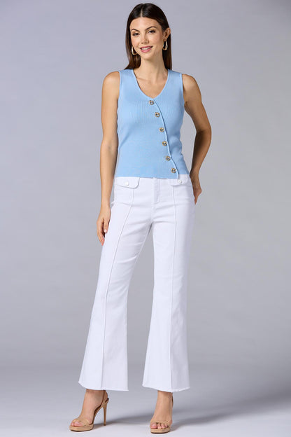 Versona cache asymmetric button front vest BLUE