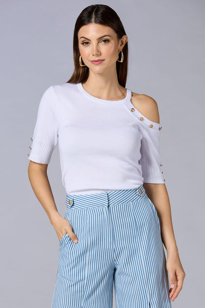 Versona cache one shoulder sweater BRIGHT_WHITE