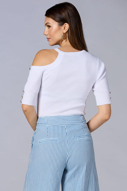 Versona cache one shoulder sweater BRIGHT_WHITE