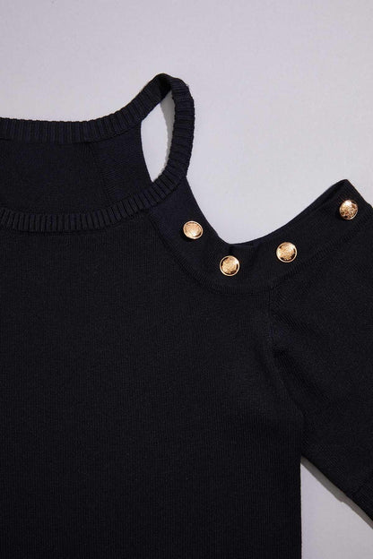 Versona cache one shoulder button sweater IDEAL_BLACK