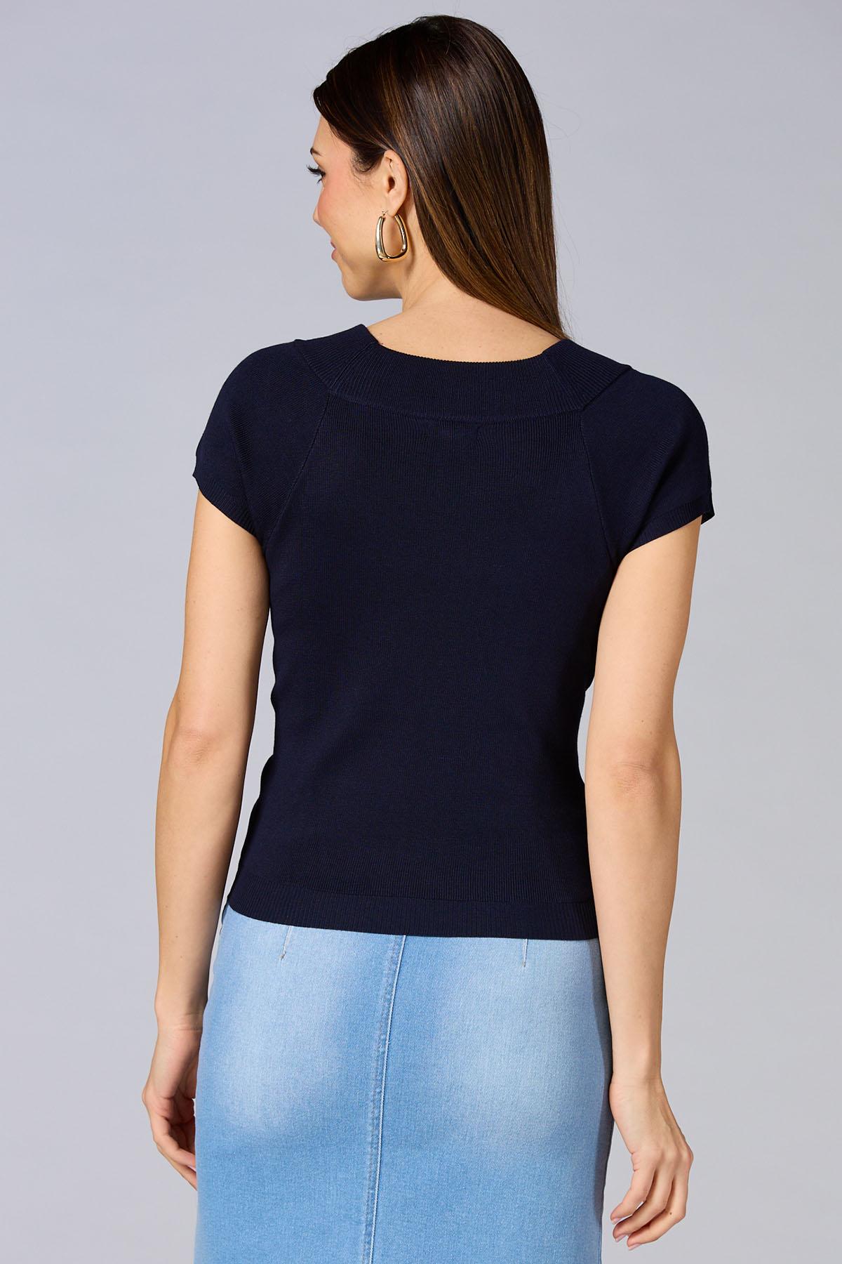Versona cache shoulder button sweater NAVY