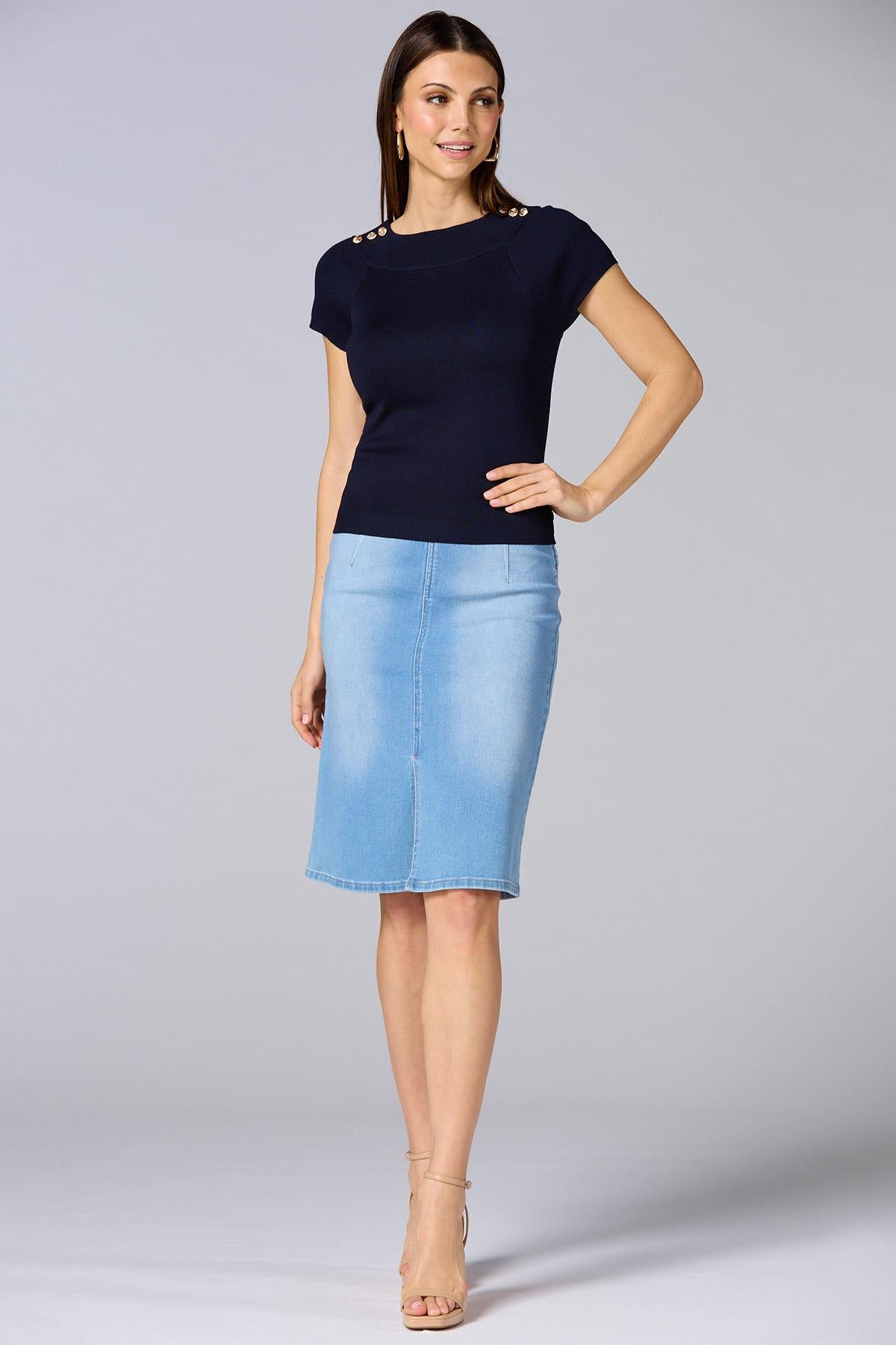 Versona cache shoulder button sweater NAVY