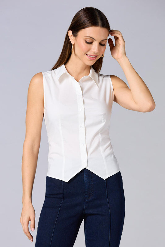 Versona cache white collared tank BRIGHT_WHITE
