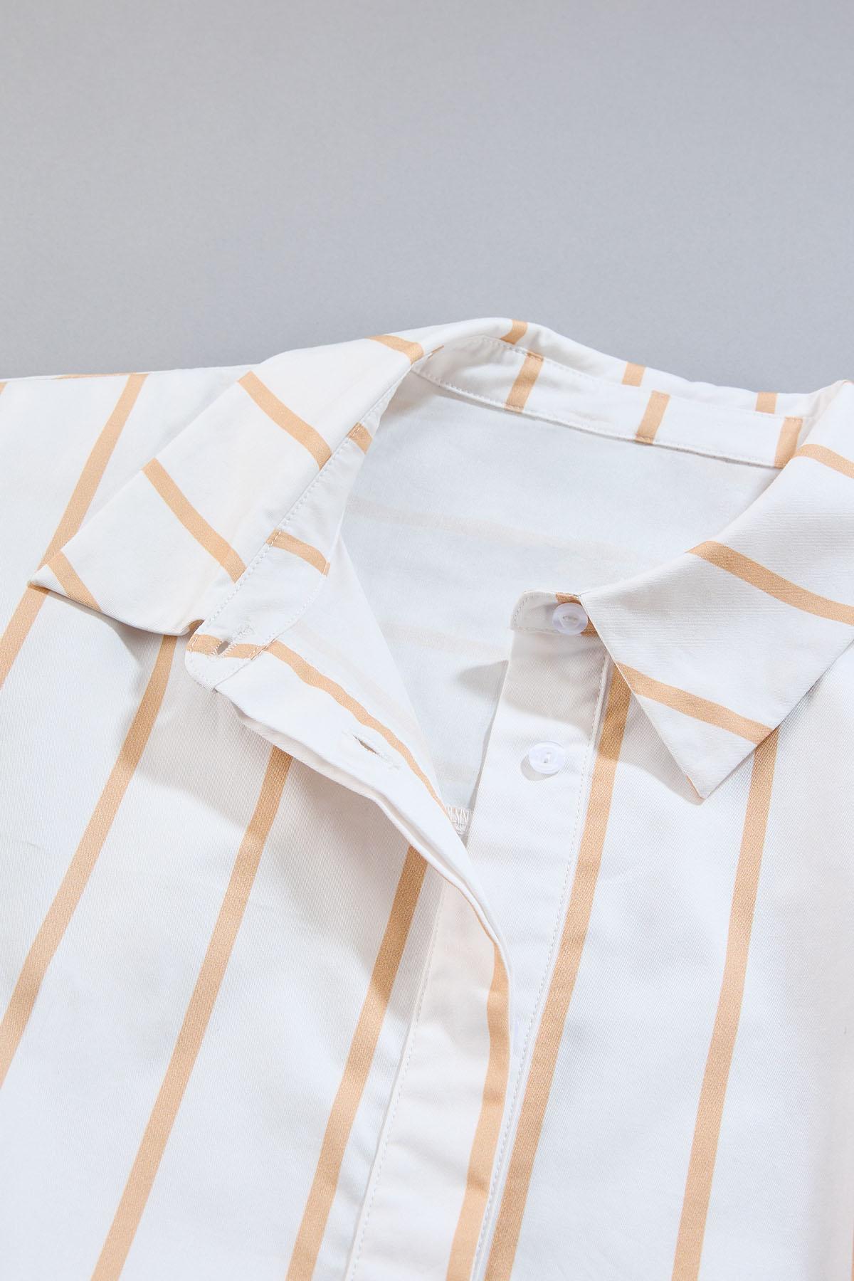 Versona cache belted striped shirt BROWNBEIGE_MULTI