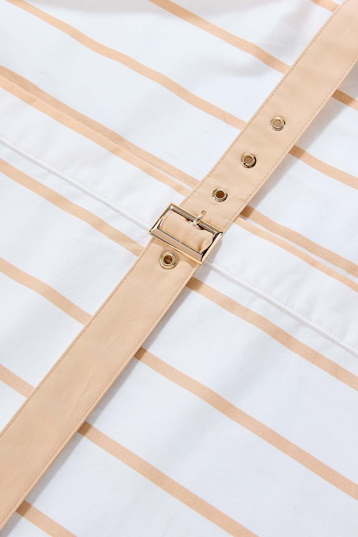 Versona cache belted striped shirt BROWNBEIGE_MULTI