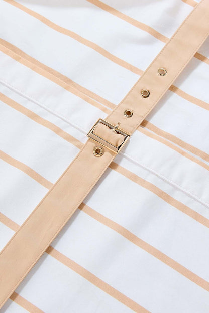 Versona cache belted striped shirt BROWNBEIGE_MULTI