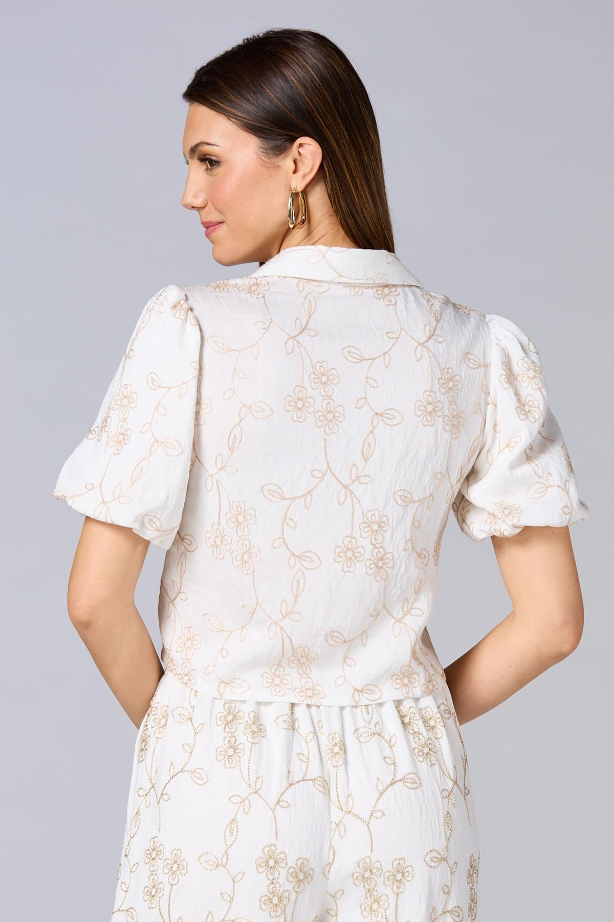 Versona cache floral embroidered shirt NATURAL