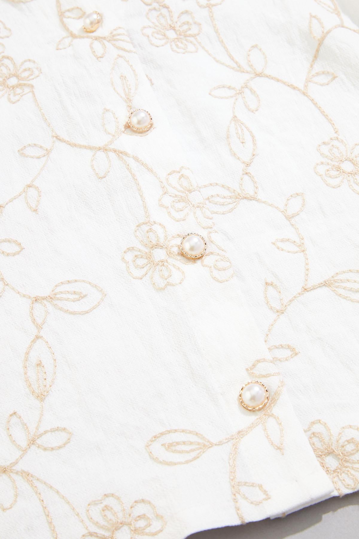 Versona cache floral embroidered shirt NATURAL