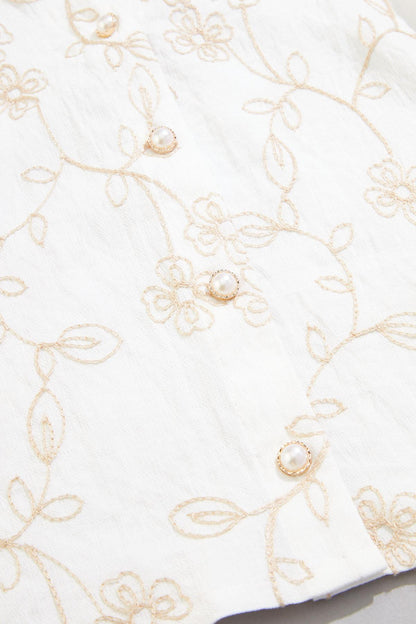 Versona cache floral embroidered shirt NATURAL