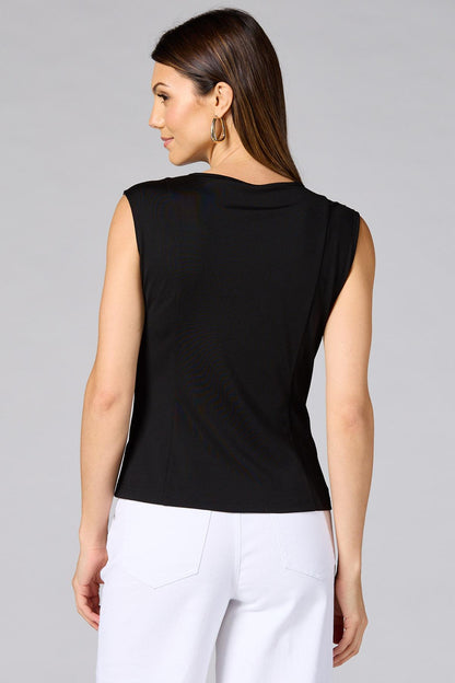 Versona cache ruffle trim tank BLACK