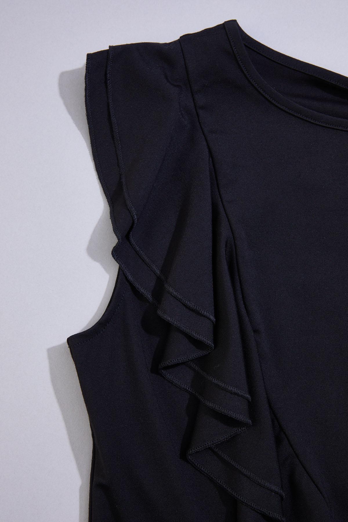 Versona cache ruffle trim tank BLACK