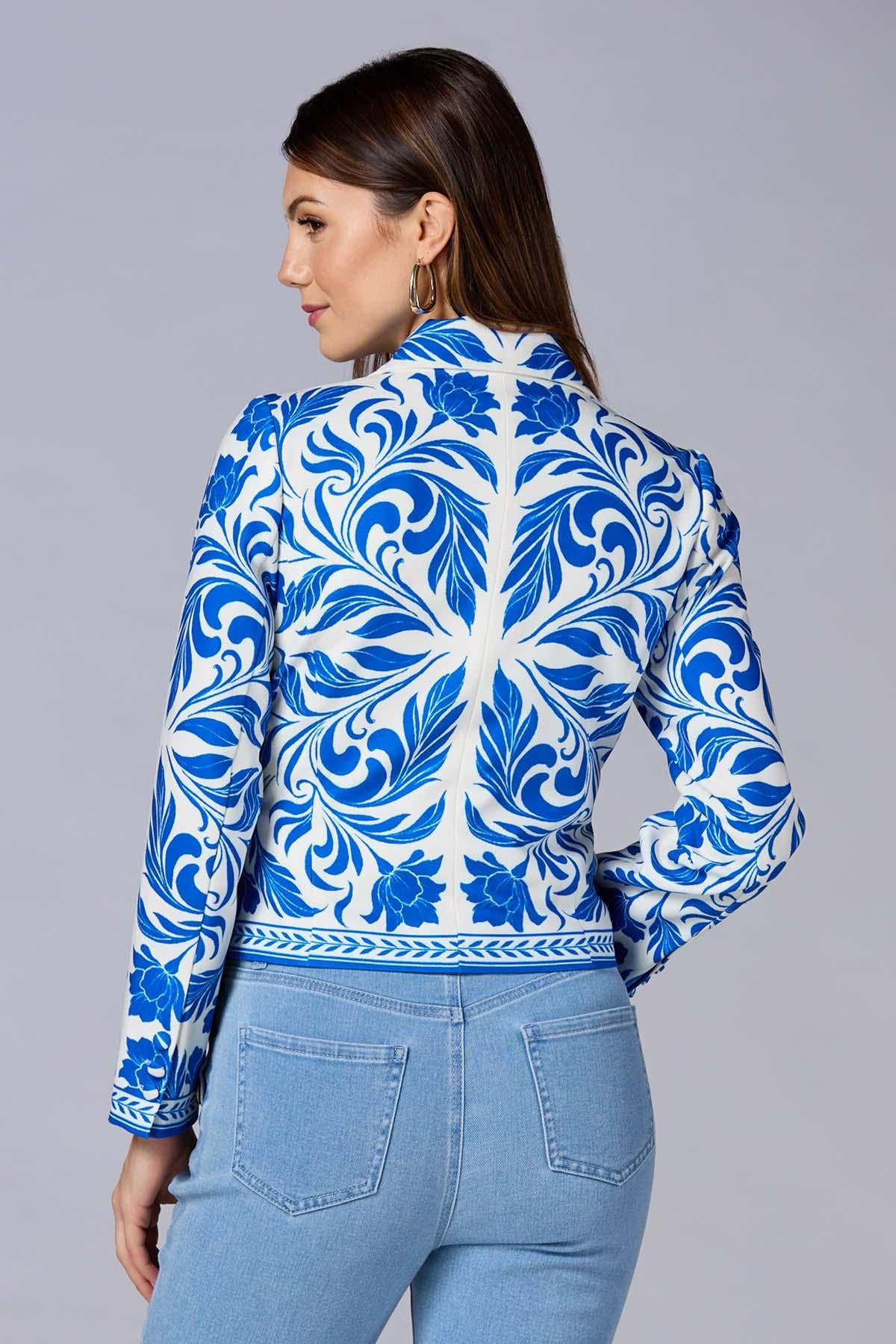 Versona cache floral printed blazer BLUE_MULTI