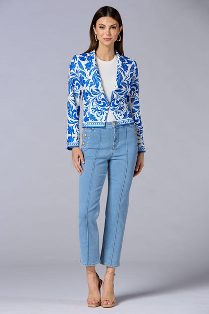 Versona cache floral printed blazer BLUE_MULTI