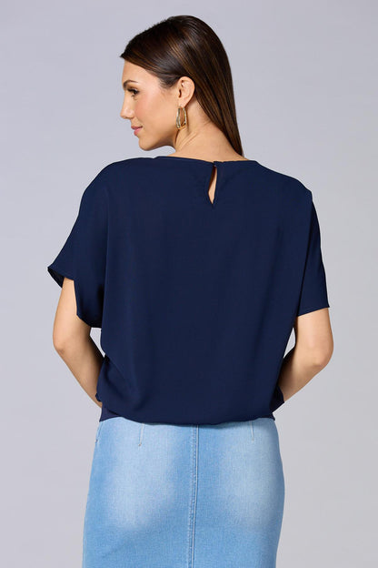 Versona cache solid band hem top NAVY_BLAZER