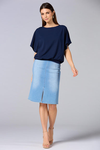 Versona cache solid band hem top NAVY_BLAZER