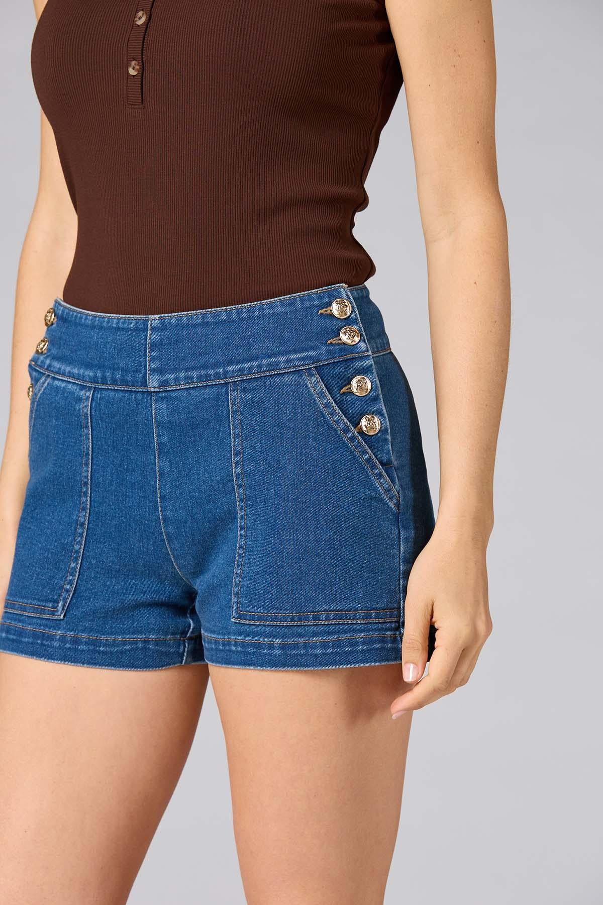Versona cache sailor button denim shorts MEDIUM_WASH_DENIM