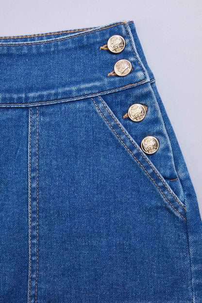 Versona cache sailor button denim shorts MEDIUM_WASH_DENIM