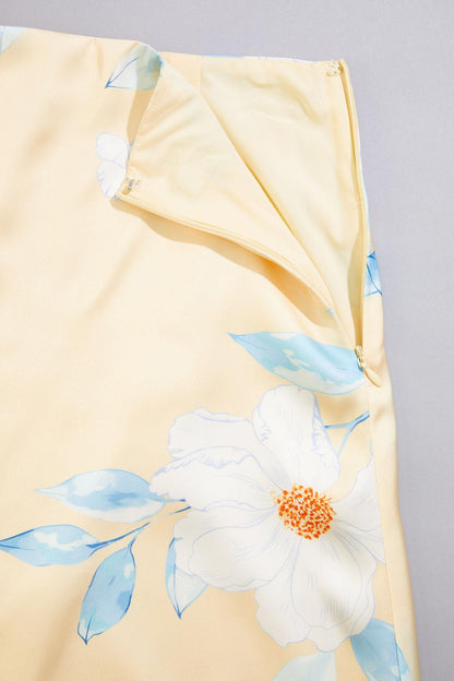Versona cache satin floral midi skirt YELLOW_MULTI