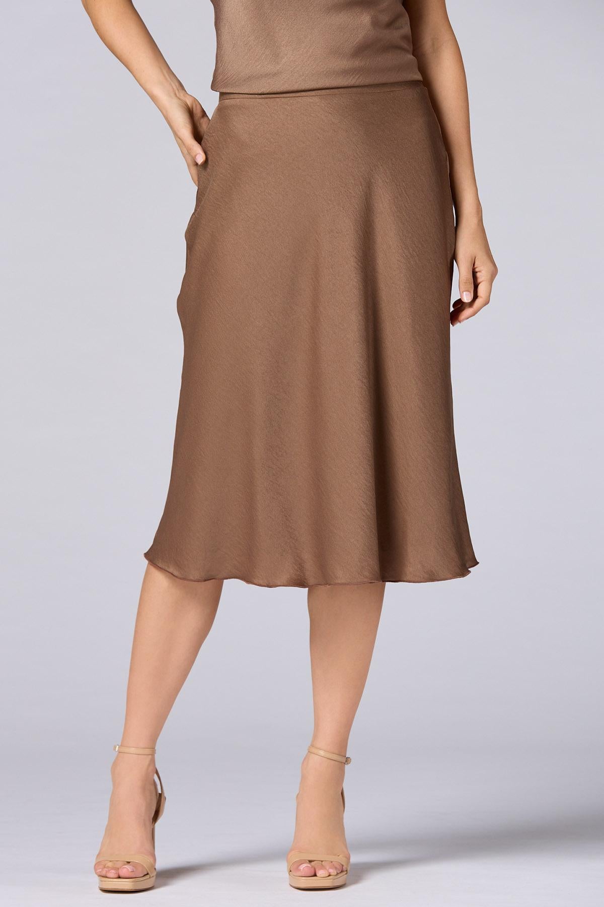 Versona cache midi slip skirt BROWN