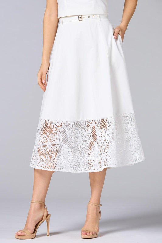 Versona cache solid lace hem skirt BRIGHT_WHITE
