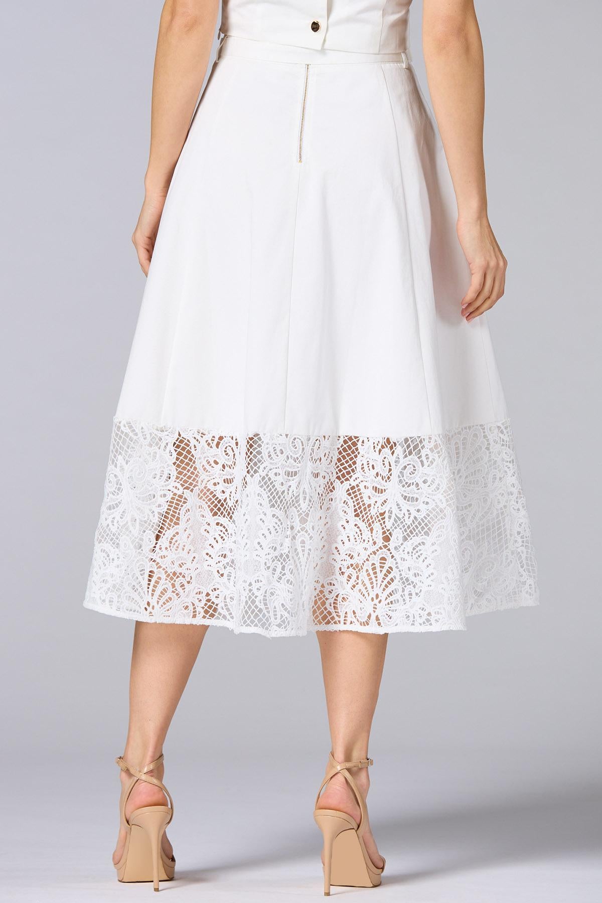 Versona cache solid lace hem skirt BRIGHT_WHITE