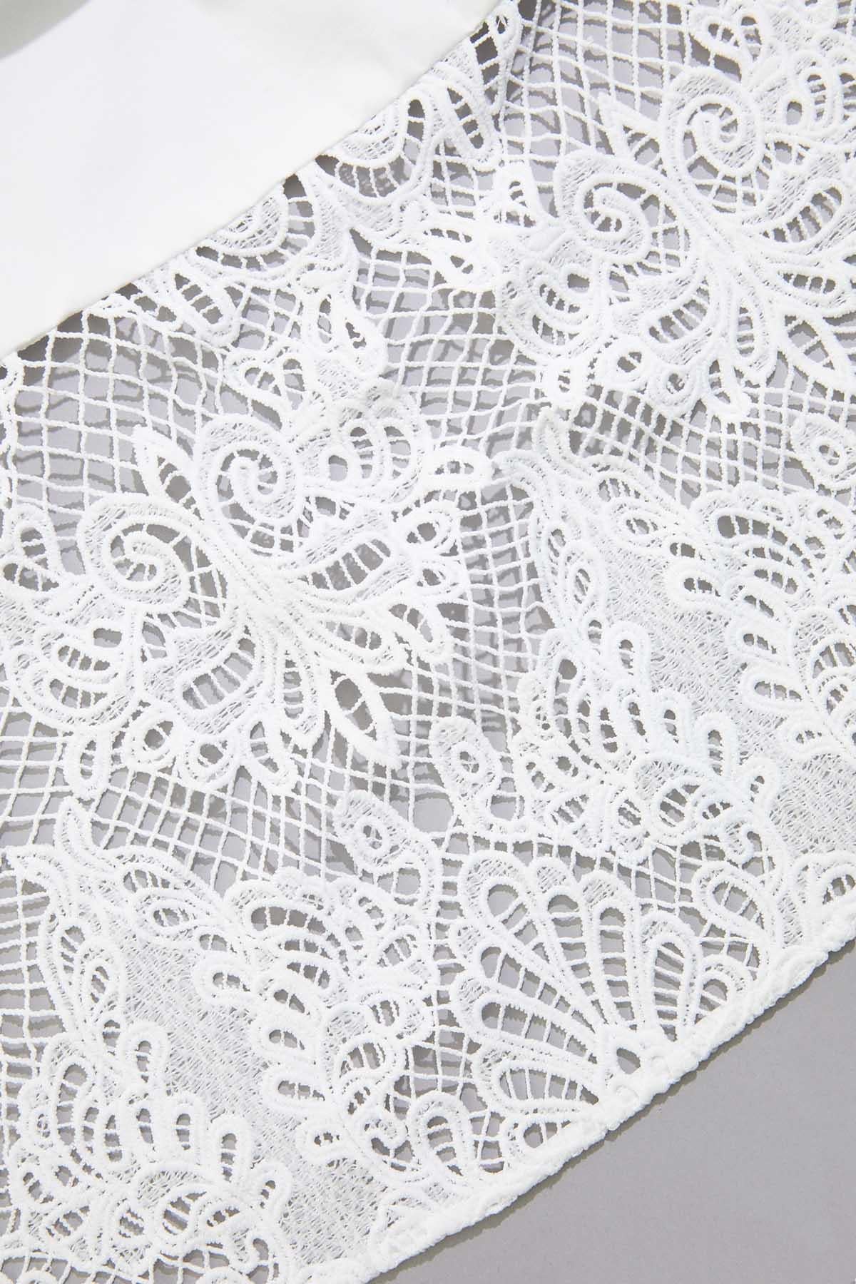 Versona cache solid lace hem skirt BRIGHT_WHITE