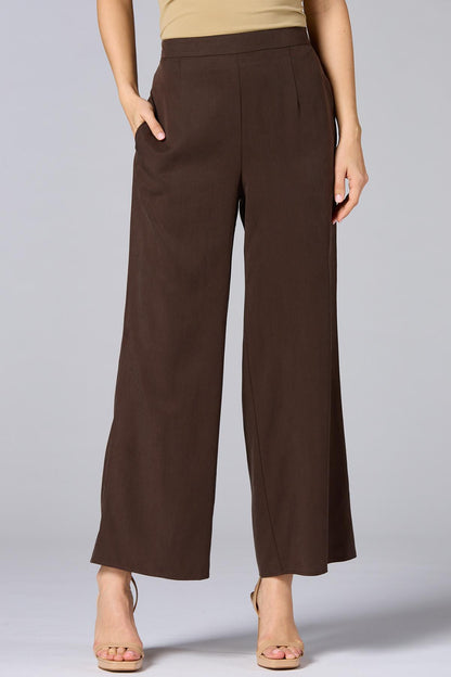 Versona cache solid wide leg pants BROWN