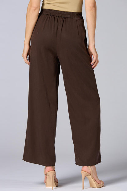Versona cache solid wide leg pants BROWN