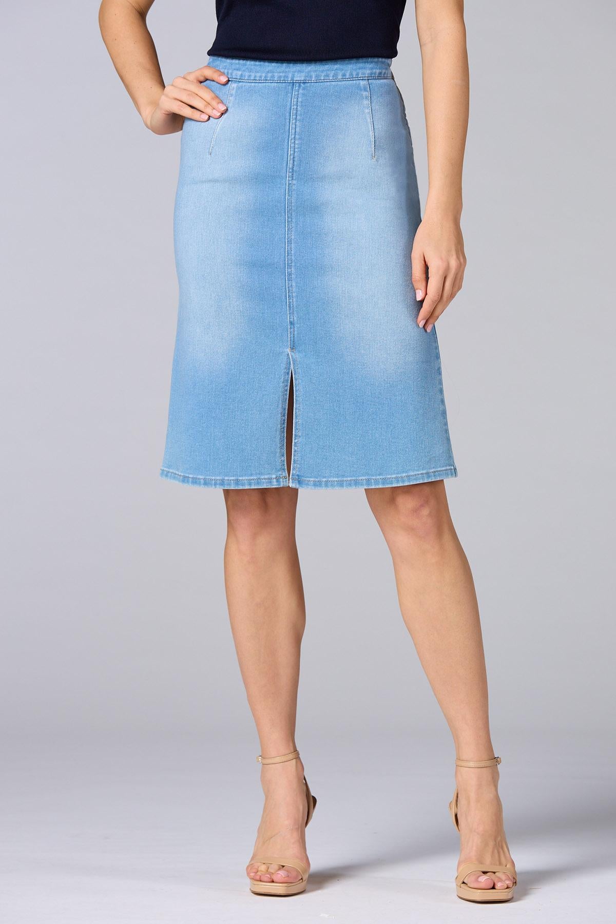 Versona cache denim pencil skirt LIGHT_WASH_DENIM