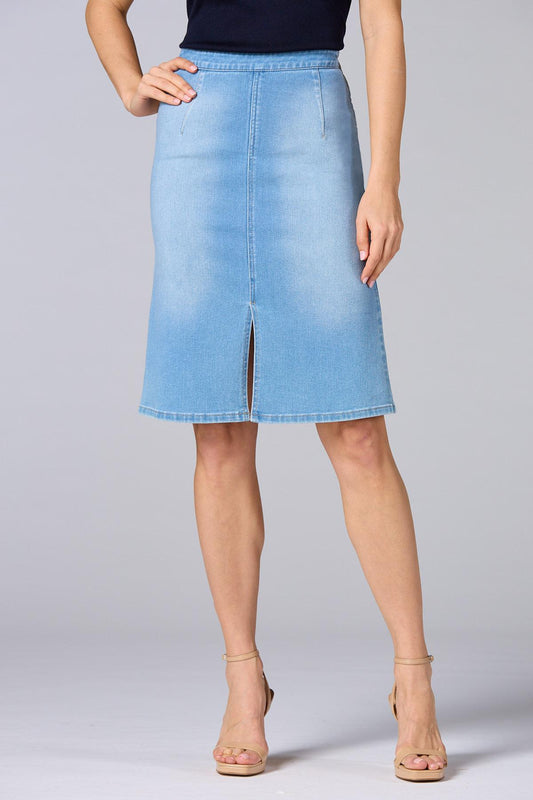 Versona cache denim pencil skirt LIGHT_WASH_DENIM