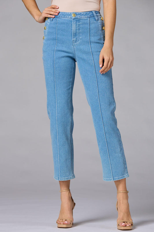 Versona gold sailor button jeans LIGHT_WASH_DENIM