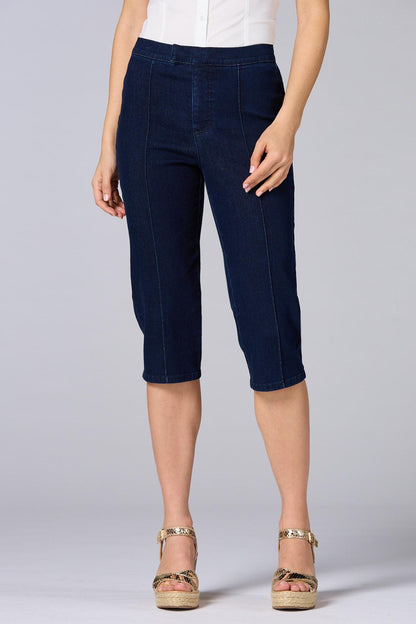 Versona cache pintuck denim capri pants DARK_WASH_DENIM