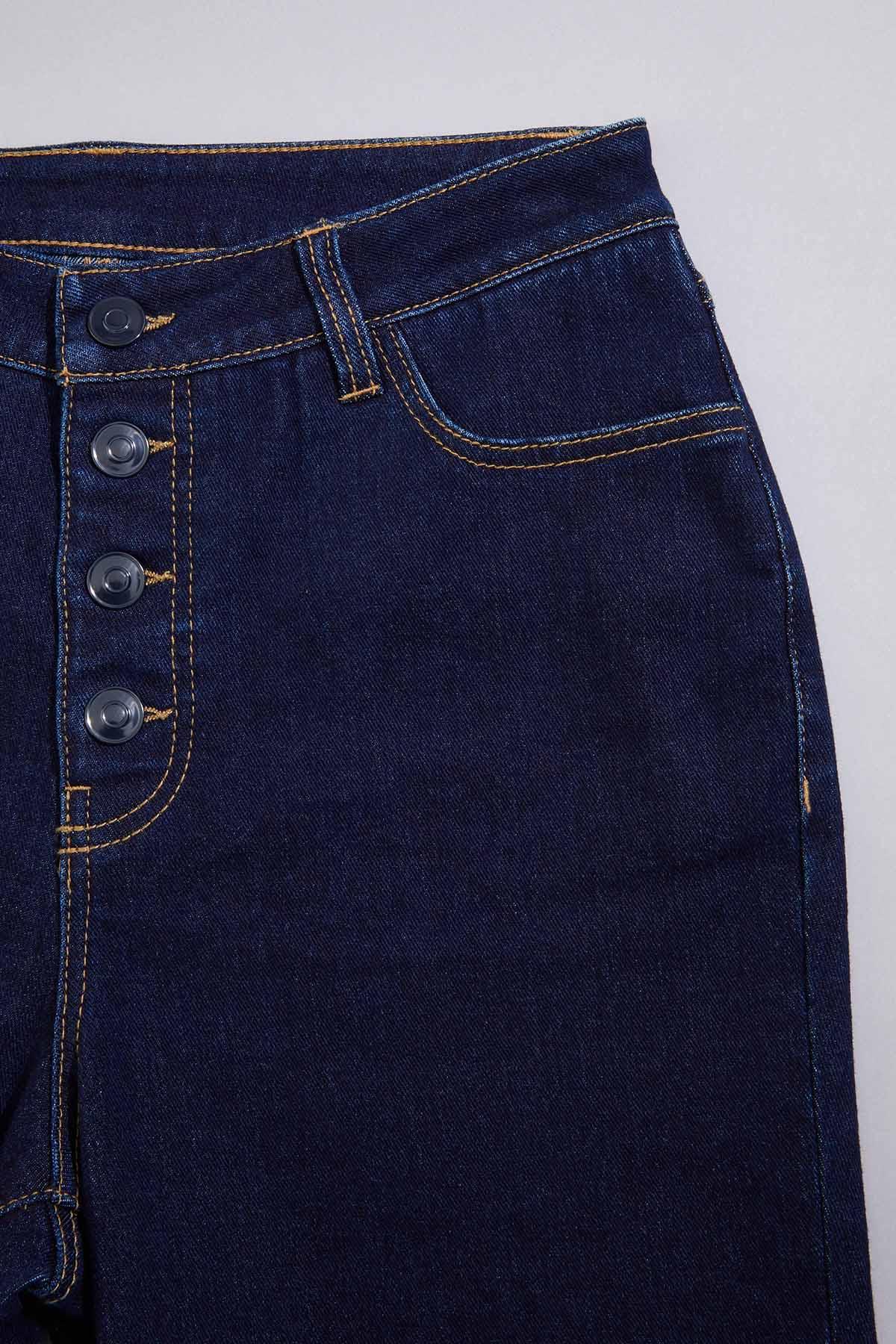 Versona cache slit hem cropped jeans DARK_WASH_DENIM