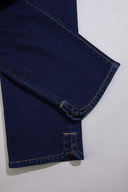 Versona cache slit hem cropped jeans DARK_WASH_DENIM