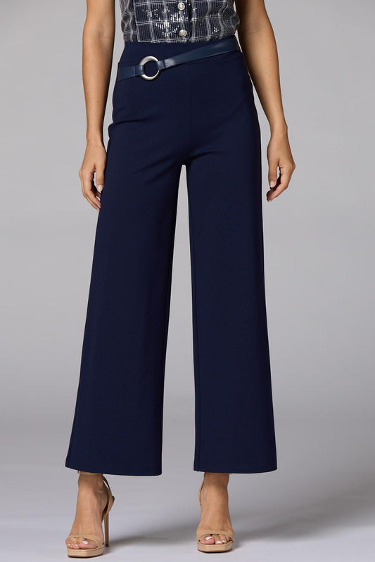Versona cache ponte buckle belt pants NAVY_BLAZER