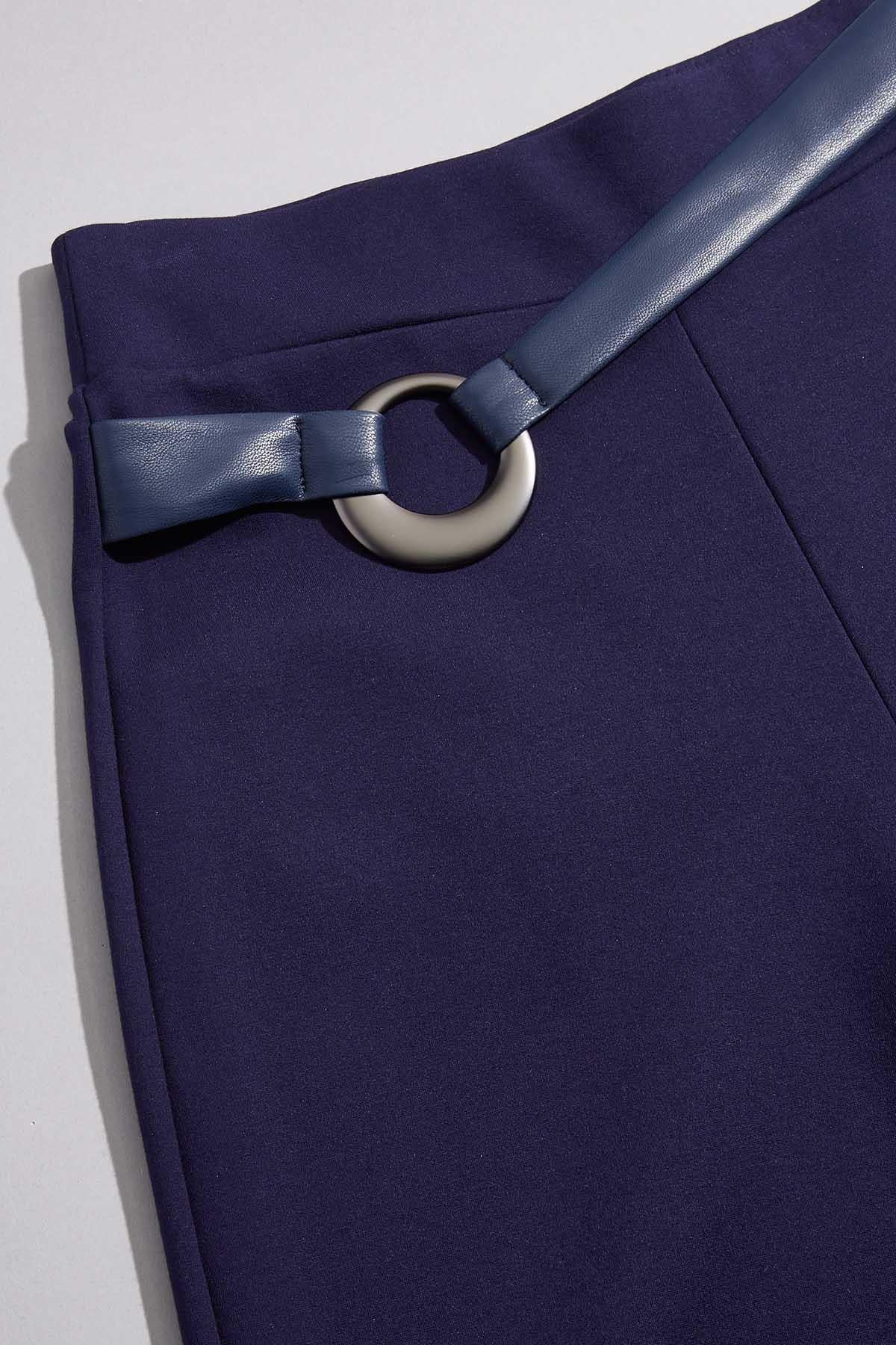 Versona cache ponte buckle belt pants NAVY_BLAZER